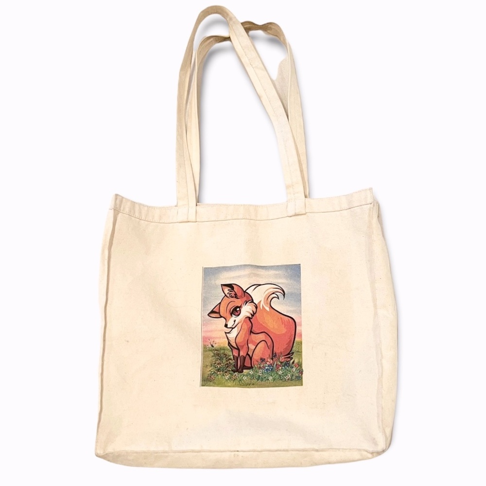 Cartoon Fox Canvas Bag Printed Both Sides
